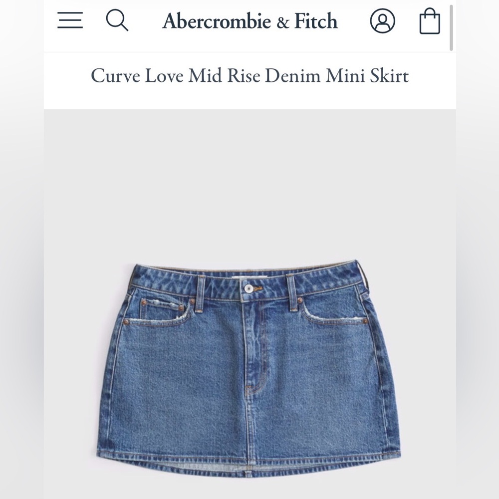 Abercrombie & Fitch Blue Denim Mini Skirt Mid-Rise Curve-Love